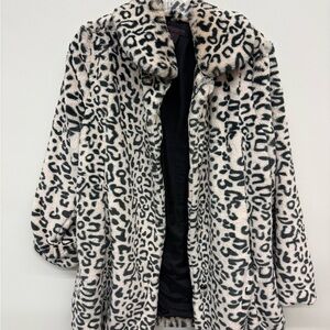 Christian Siriano Faux Fur Leopard Print Coat - size S